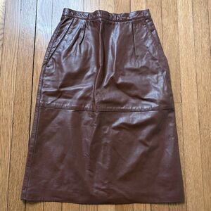 Vintage Liz Claiborne Brown Leather Skirt